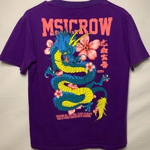 Medium (M) Purple/Pink Dragon Graphic Cotton Tee
